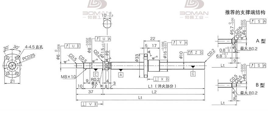 KURODA DP1002JS-HDNR-0220B-C3F 黑田丝杆代用